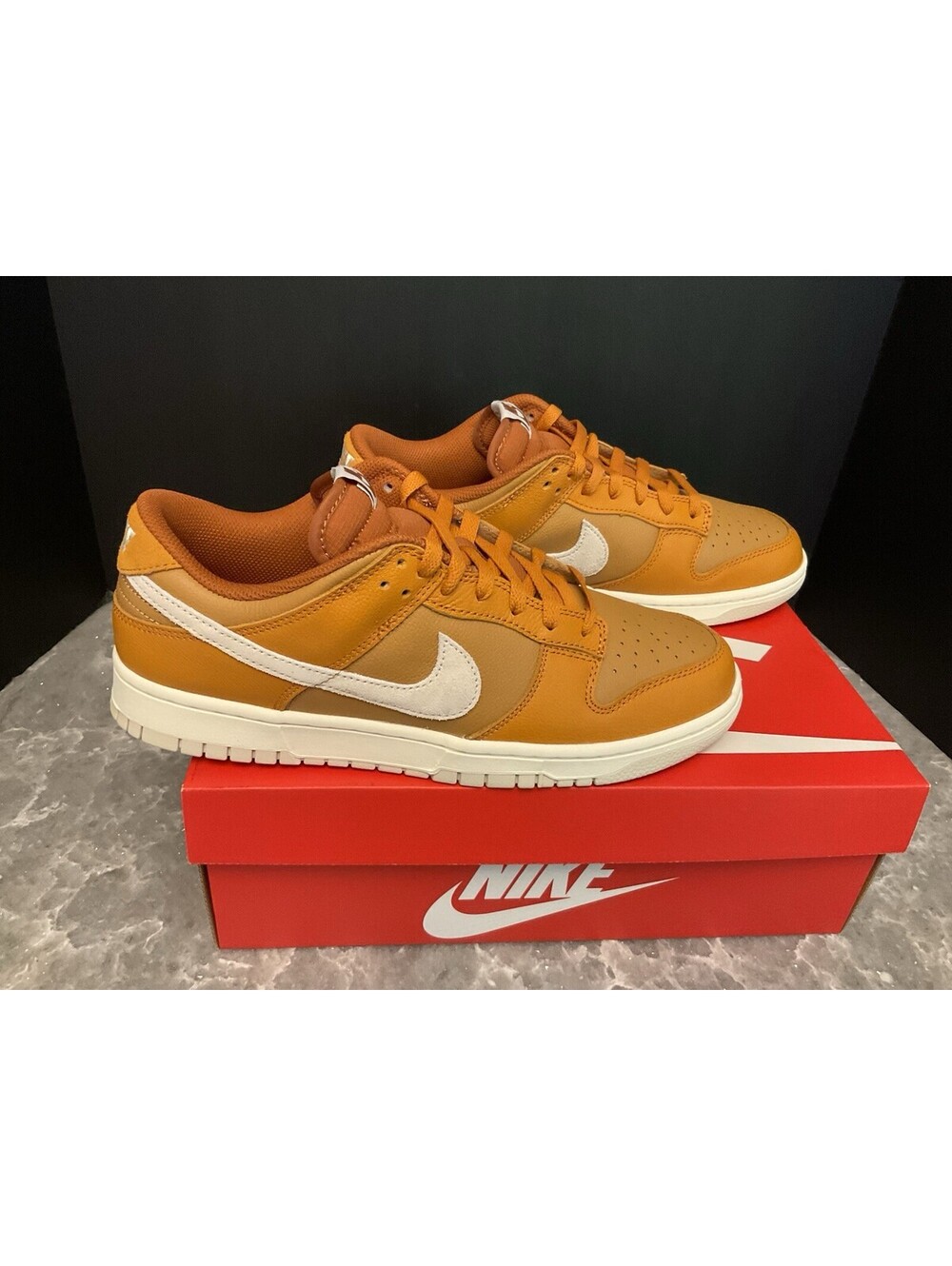 New! Mens Nike Dunk Low Retro SE Monarch/Orewood Sneakers/Shoes. Size 10.5. Nice